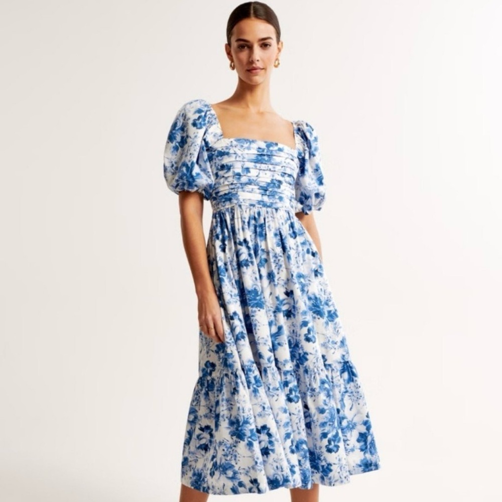 Abercrombie Emerson Blue Floral Midi Dress